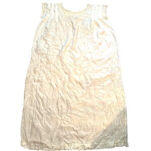 Lovely Antique Late 1800s Silk Cream Sleeveless slip under dress crochet collar